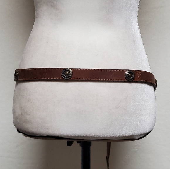 Vintage Joan & David Brown Leather Copper Stud Pointed Buckle Belt Medium main image 7